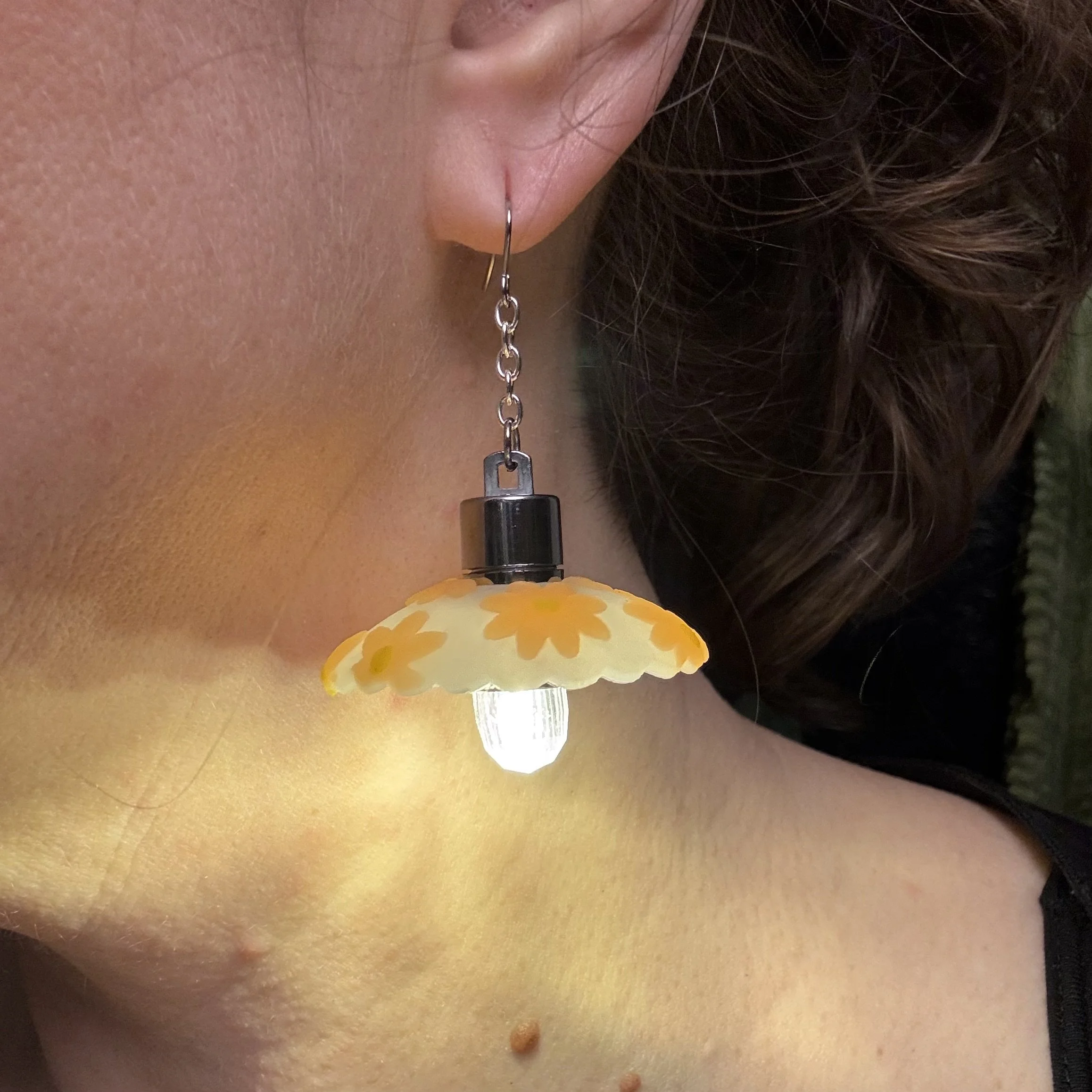 16 PREORDER Orange Flower Illuminated Earrings (Ship Date- 2/7/26)