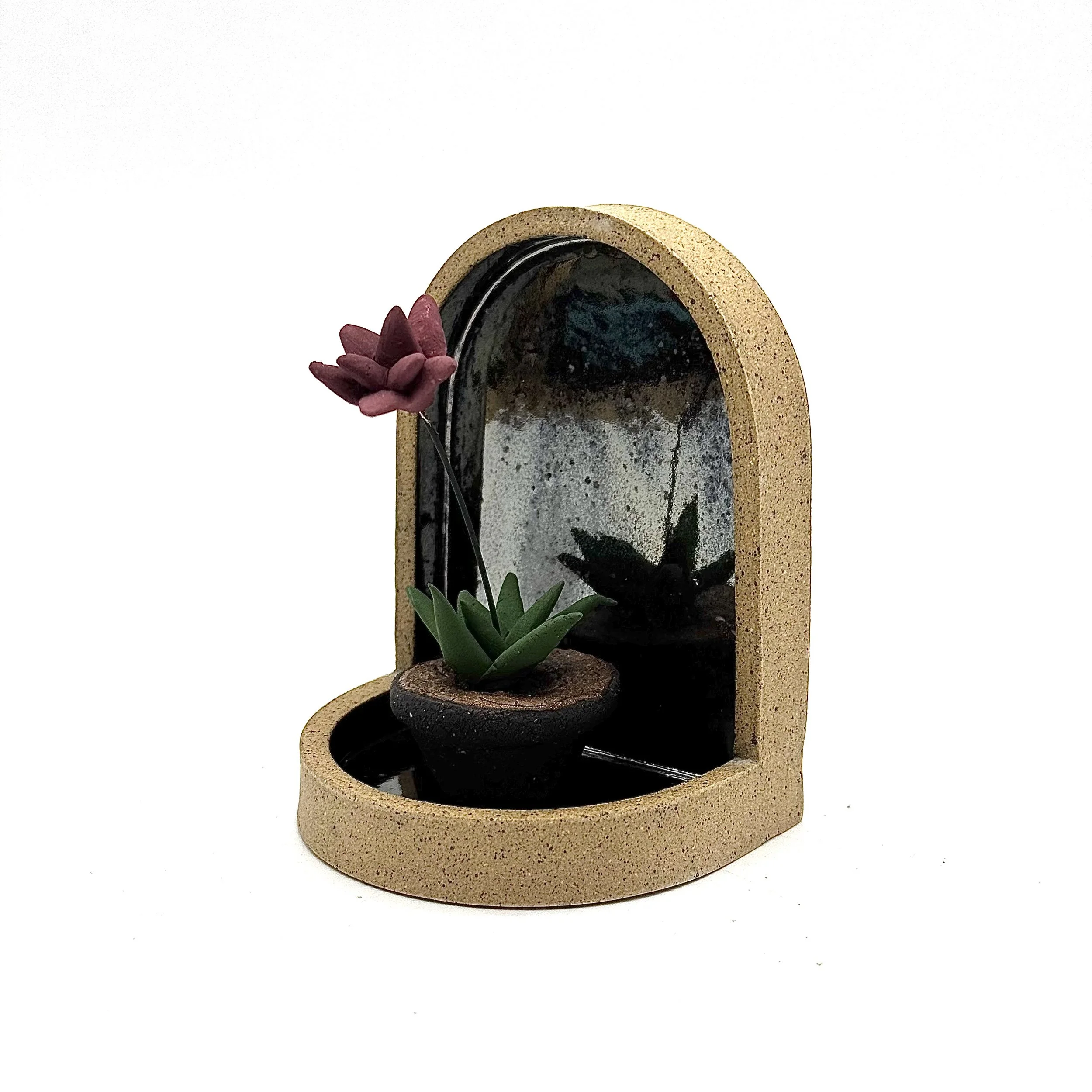 72- Wall Hanging Arch with Maroon Bromeliad