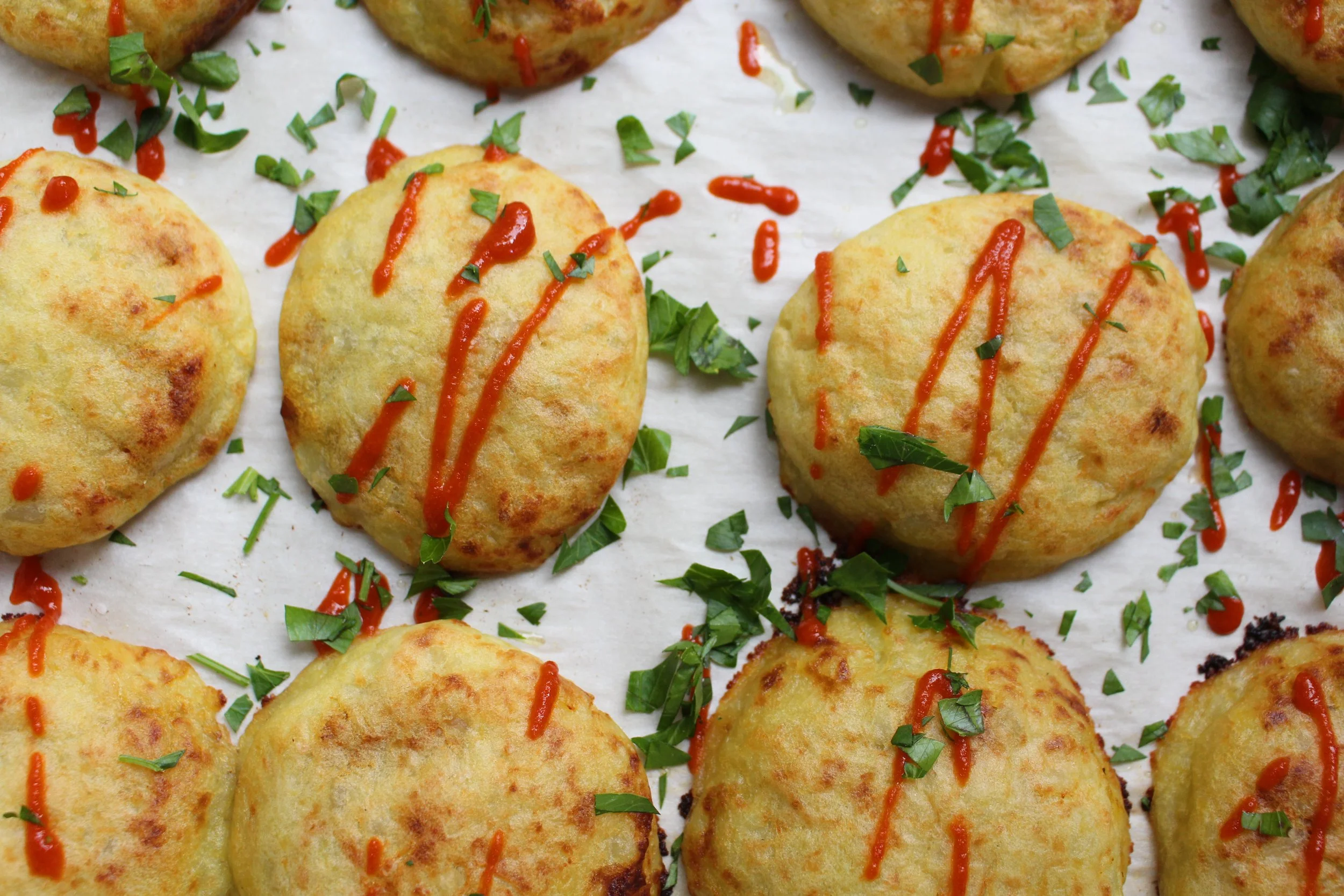 Tempeh-Stuffed Potato Cakes