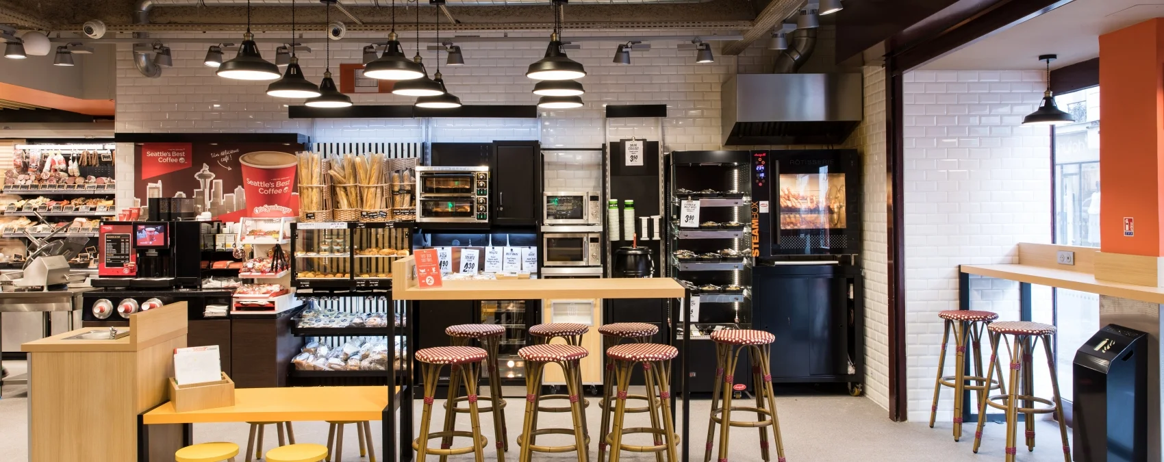 The inside of Franprix, a chain french grocery store.