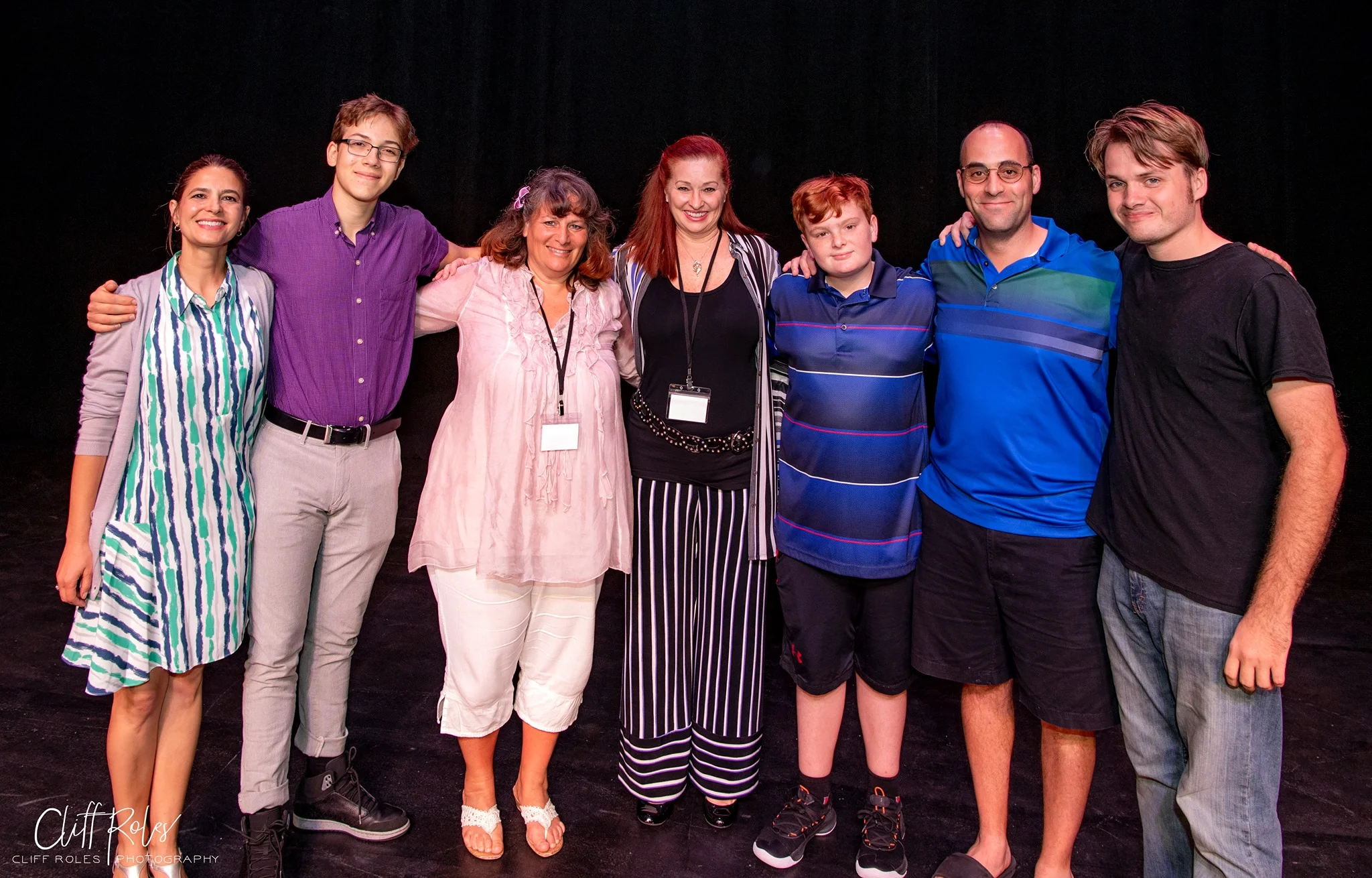 Winner, Best Play, Family By Numbers. Cast and Creatives: Julee Breehne (MOTHER), Ricky Bizarro (MIDDLE SON), Playwright Arianna Rose, Director Michele Strauss, Tyler Gevas (YOUNGEST SON), Scott Ehrenpreis (FATHER), and Ren Pearson (OLDEST SON). Photo by Cliff Roles.
