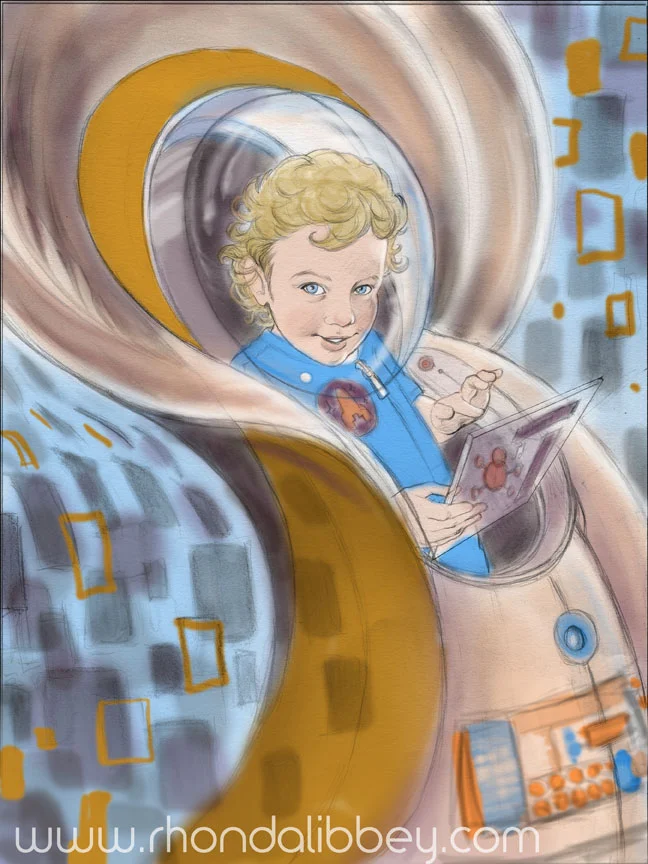This is where I use a scan of the sketch and quickly apply color, usually digitally these days. I create as many variants as necessary until I am certain about the palette I intend to use.