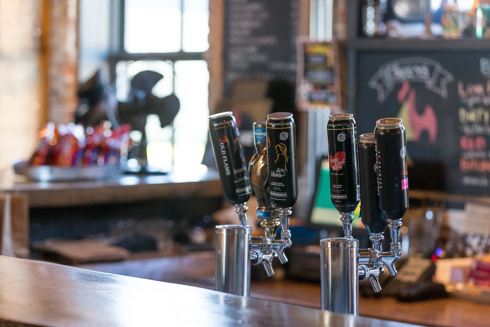 Beer taps at Old Flame Brewing Co. 