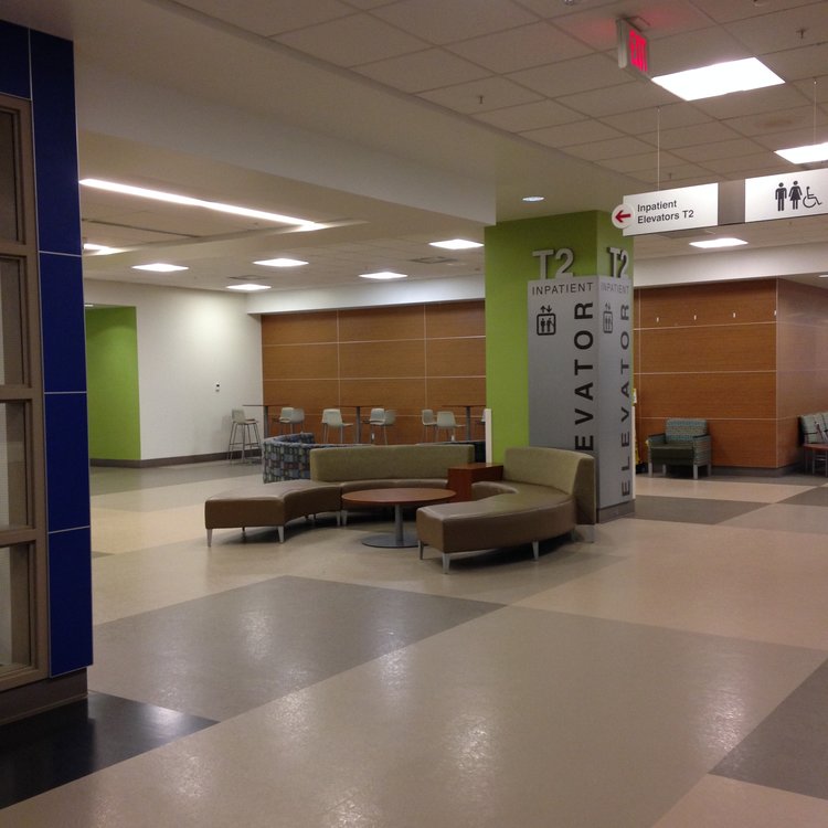 THE T2 INPATIENT ELEVATORS SIGN AT SOUTH HEALTH CAMPUS