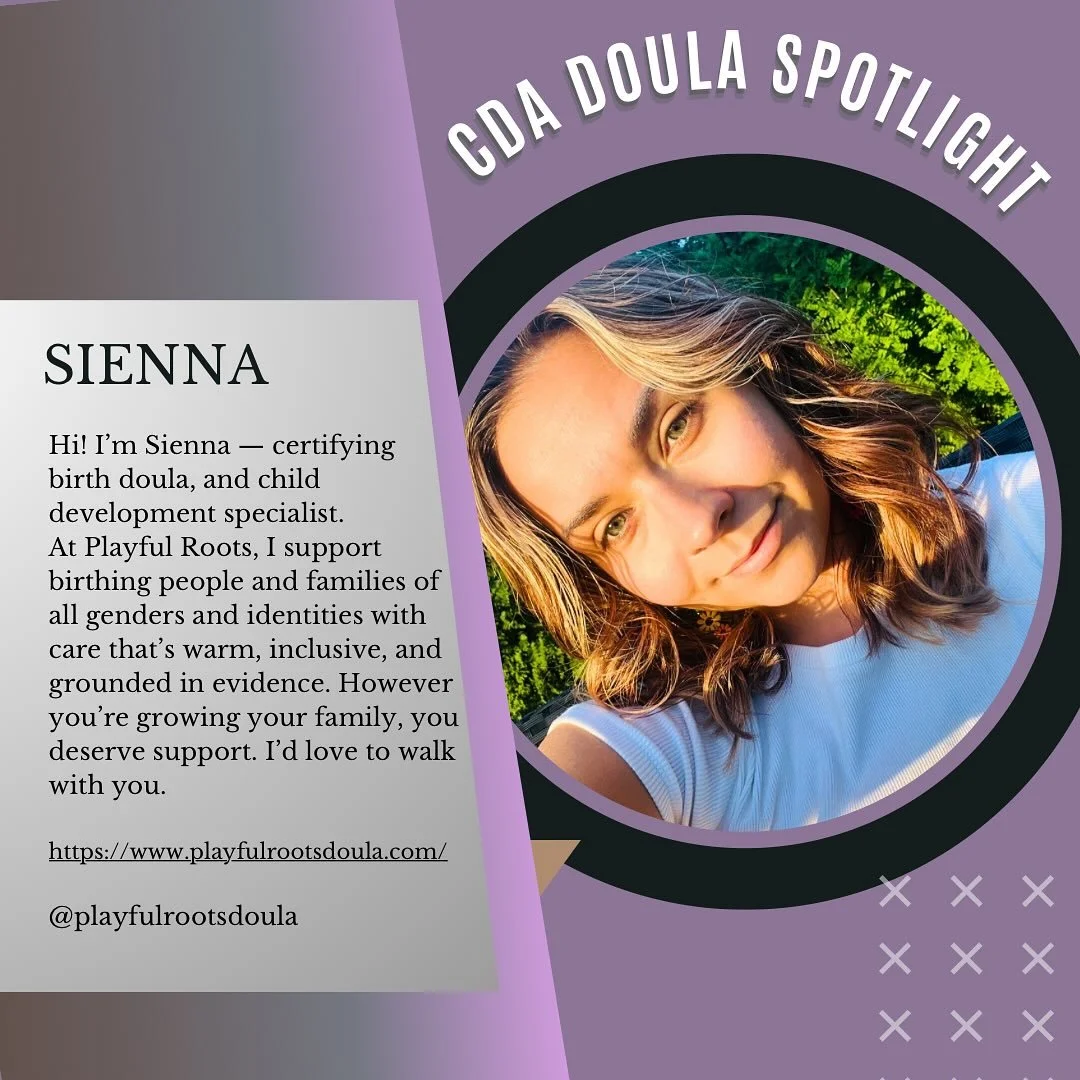 ⭐️ CDA DOULA SPOTLIGHT ⭐️ 

Hi! I&rsquo;m Sienna &mdash; certifying birth doula, and child development specialist. 

At Playful Roots, I support birthing people and families of all genders and identities with care that&rsquo;s warm, inclusive, and gr