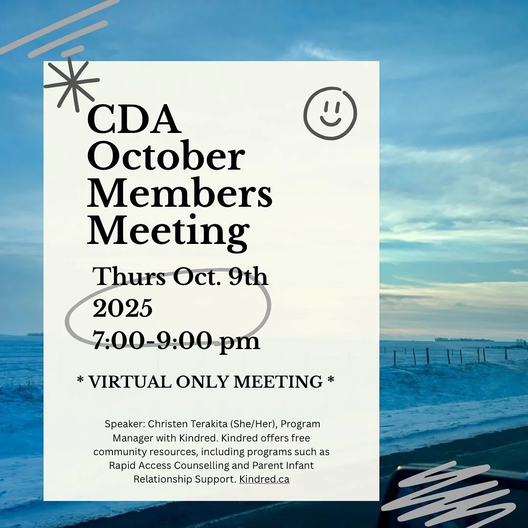Calgary Doula Association Members Meeting! 

* VIRTUAL ONLY MEETING *
DATE: Thursday, October 9th, 2025
TIME: 7:00 PM - 9:00 PM

Check your emails for the zoom link!