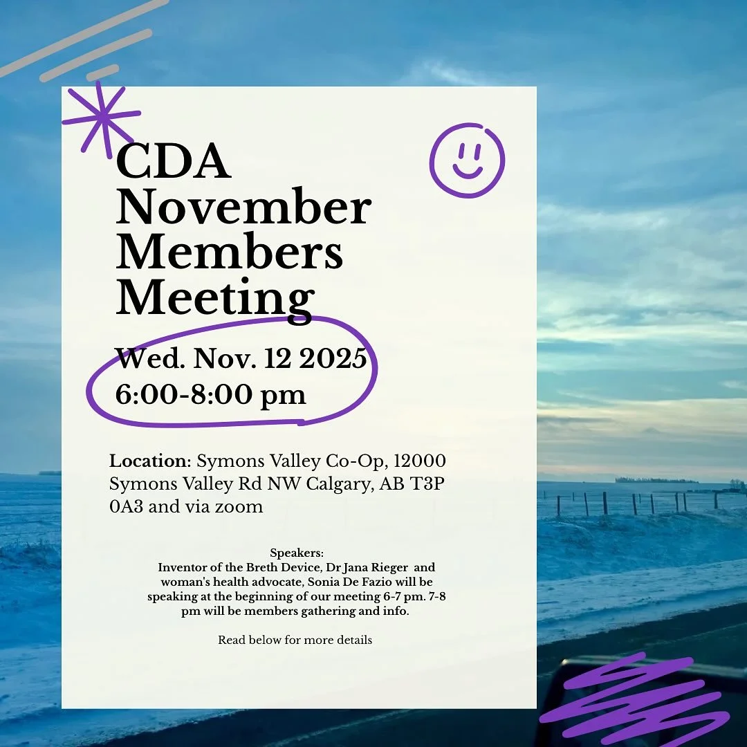 Our Next CDA Members meeting will be on November 12 from 6:00-8:00 pm with special guest speakers: 

Sonia De Fazio, Breth Affiliate and women&rsquo;s health advocate will be presenting on the innovative technology of Breth, benefits of using Breth f