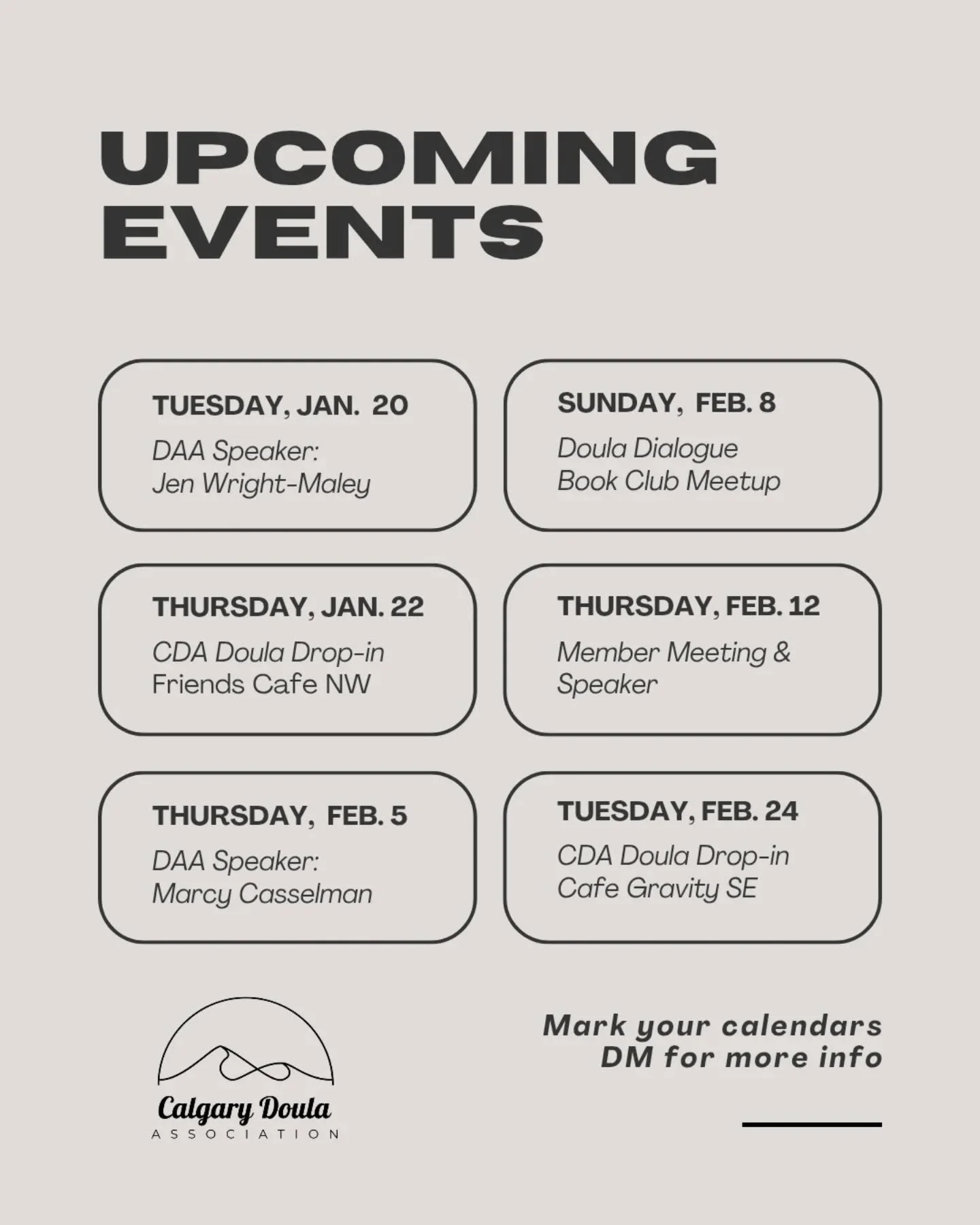 Some upcoming connection opportunities and some 2 great speakers for DAA members. Additional CDA workshops, application and event dates coming soon!