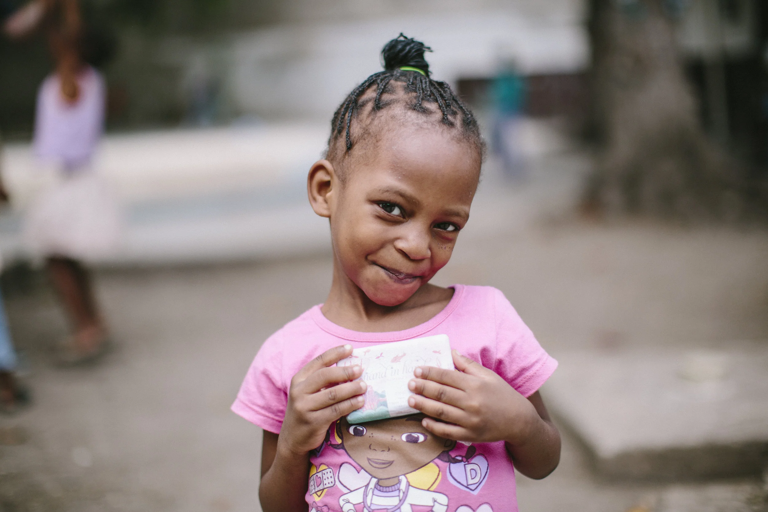 Getting coy with the camera and posing with her new soap. Image: Courtney Apple