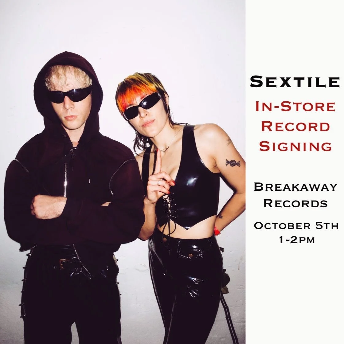 Sextile's Austin tour stop at Mohawk is coming up on Sunday, October 5th, and they'll be stopping by the shop beforehand to sign some records! 
Sunday, October 5th, from 1 to 2PM.
Come say hi and get a record signed ✨⚹💫