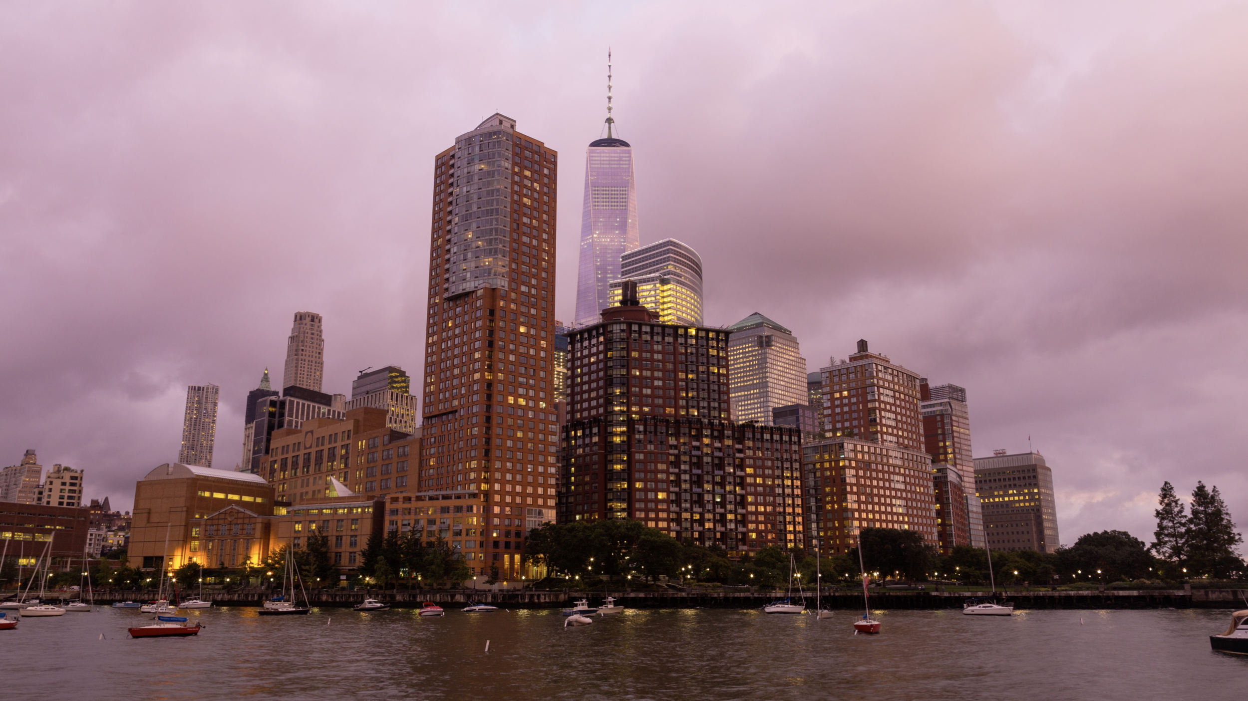 4k Lower Manhattan Day To Night Pink Sunset Emerics Timelapse