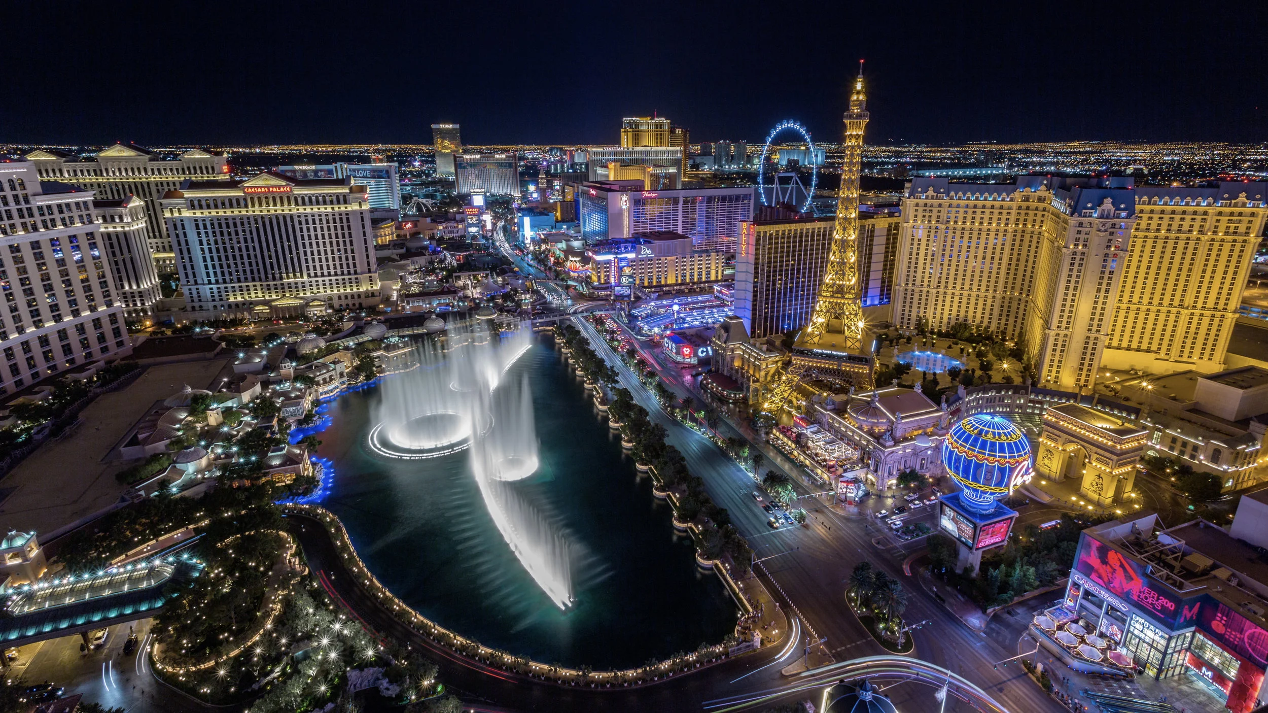 (4K+) Las Vegas Aerial at Night Wide Emeric's Timelapse
