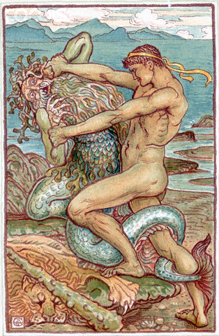 Hercules wrestles with Proteus