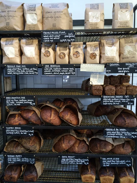 The bread rack at Josey Baker Bread at The Mill, San Francisco