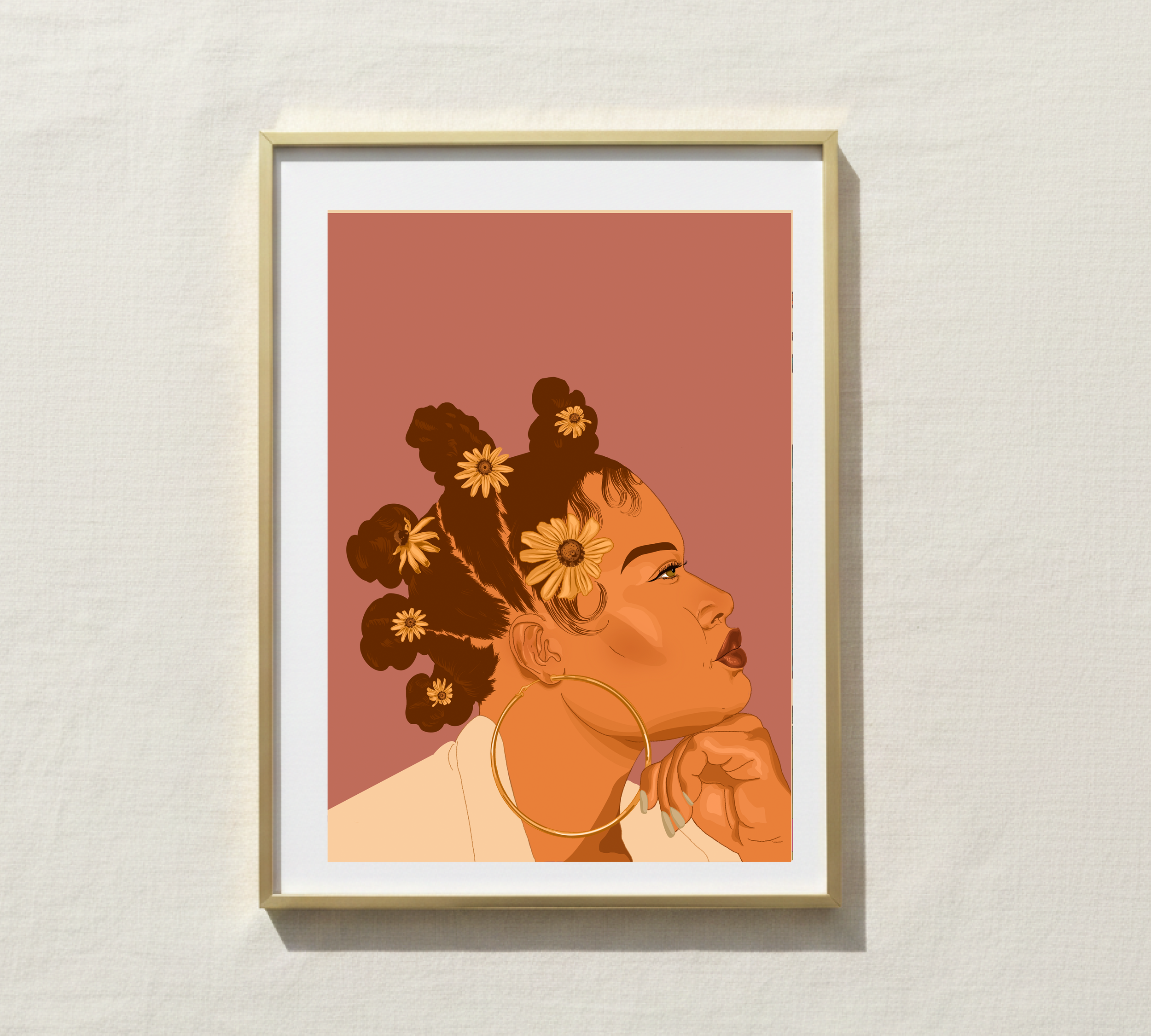 Black Eyed Susan Bantu Knots Art Print