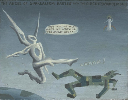 ANGEL OF SURREALISM BATTLES WITH THE CIRCUITBOARD DEMON