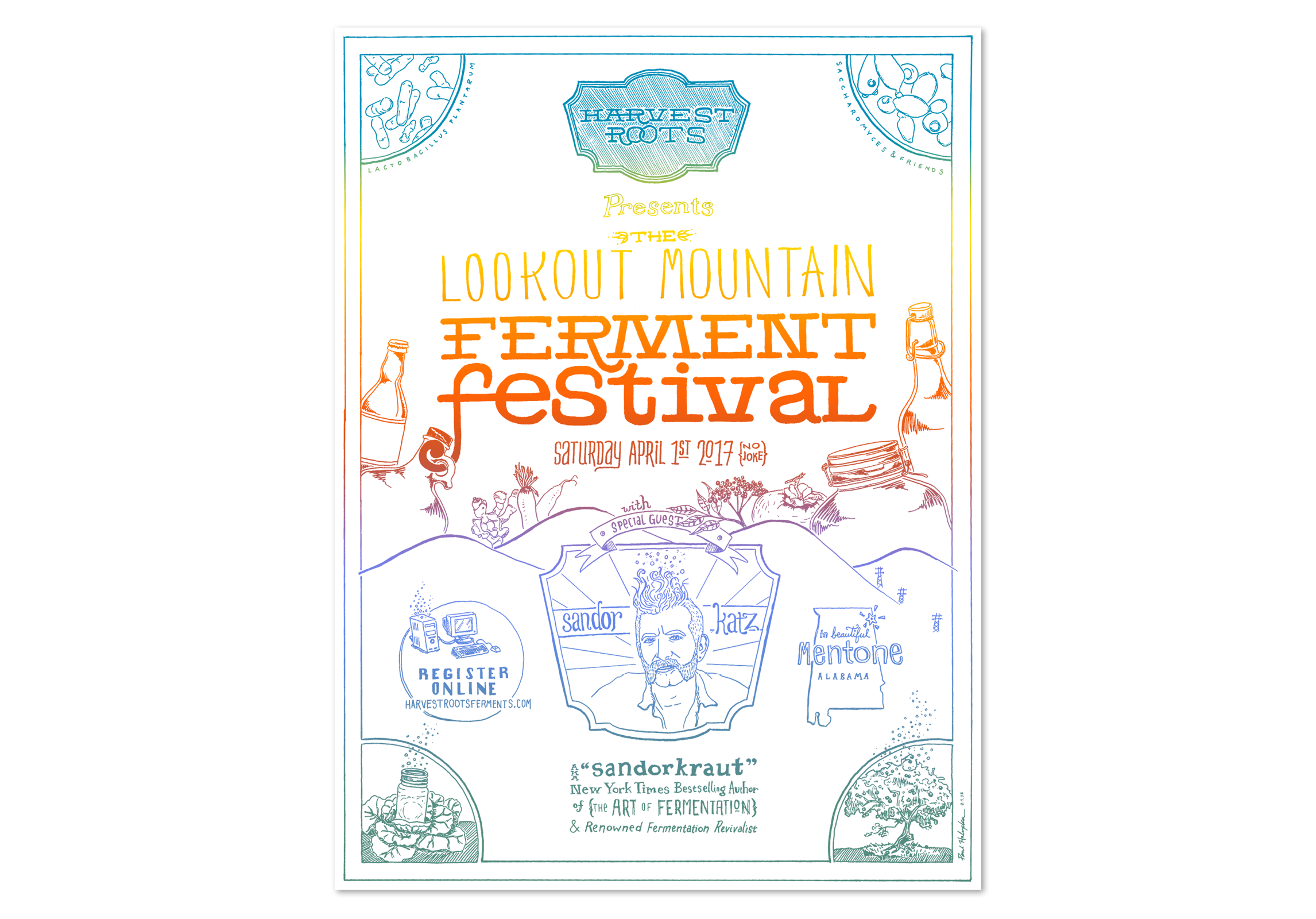 hand drawn poster for harvest roots