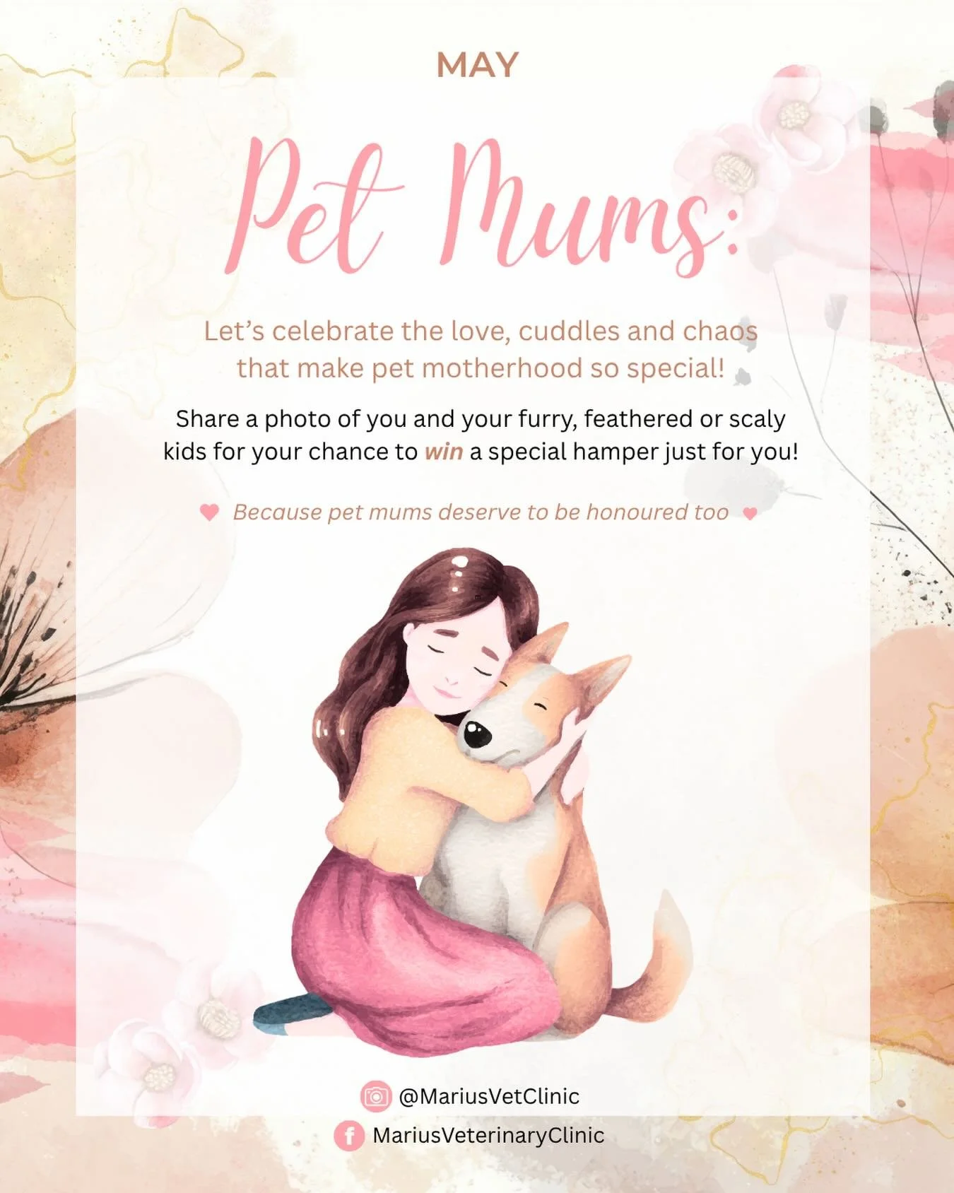 This May is all about Pet Mums!! Follow us and comment with your favourite photo of you (or your Mum) with your pet/s for your chance to WIN a special hamper just for you/Mum 😍🥳🎉🐾🐈🦜🐶🐰🦎🐍🐭💜 Competition ends 31.05.2026. Winner will be drawn 