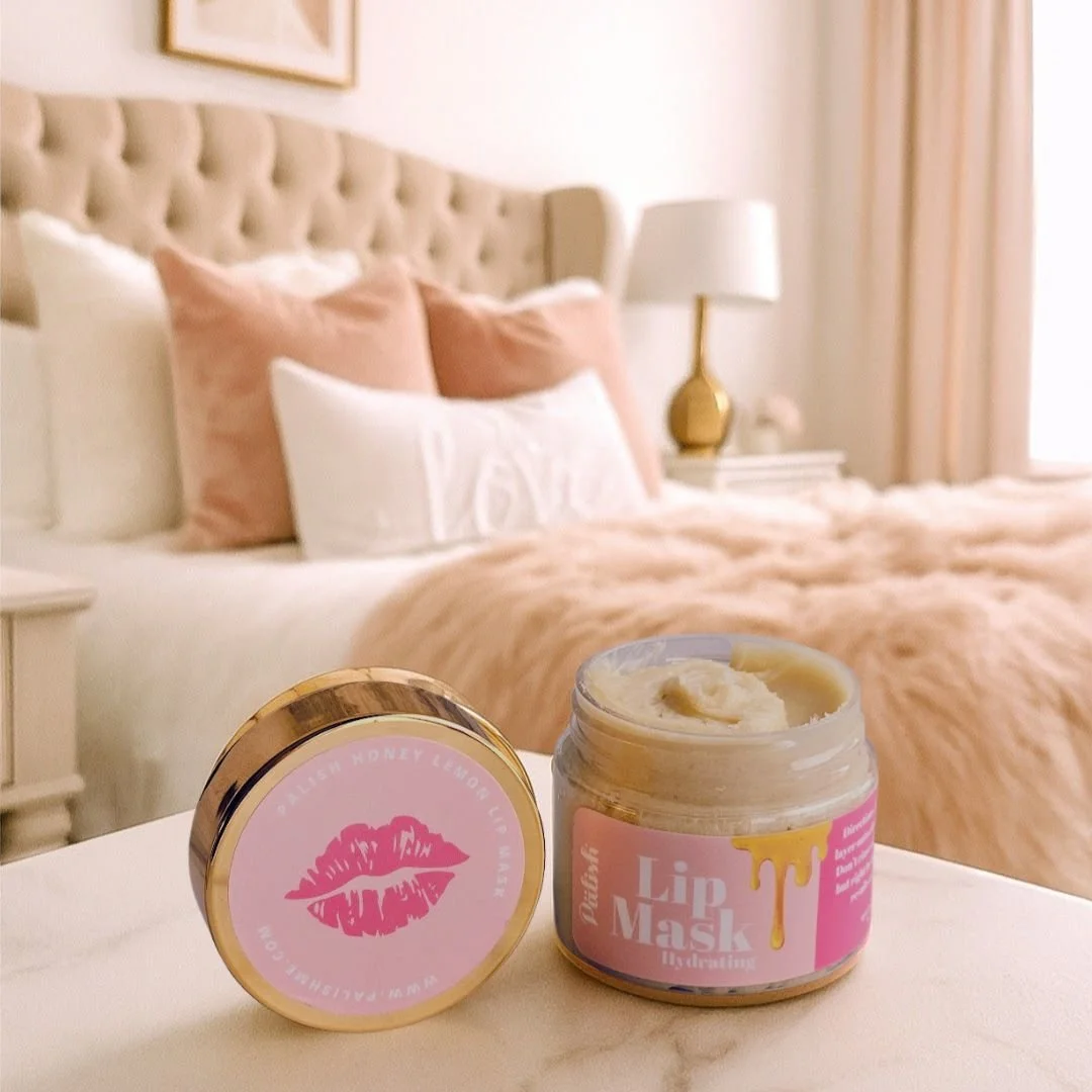honey lip mask place in a beautiful and trendy bedroom made in small batches to leave your lips healthy and hydrated by palish.jpg
