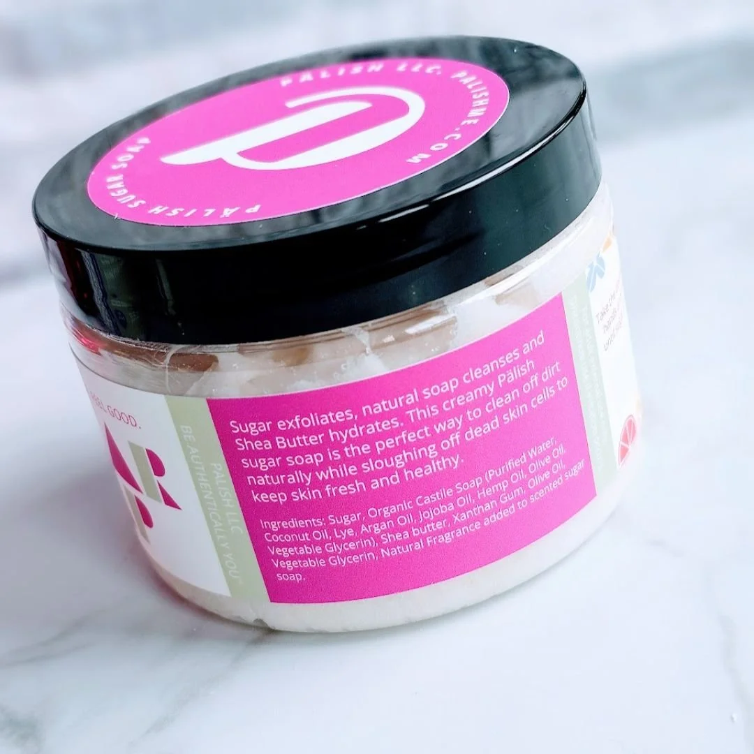 Sugar soap exfoliates and hydrates naturally made in columbus ohio by palish for shower use and shaving year round .jpg