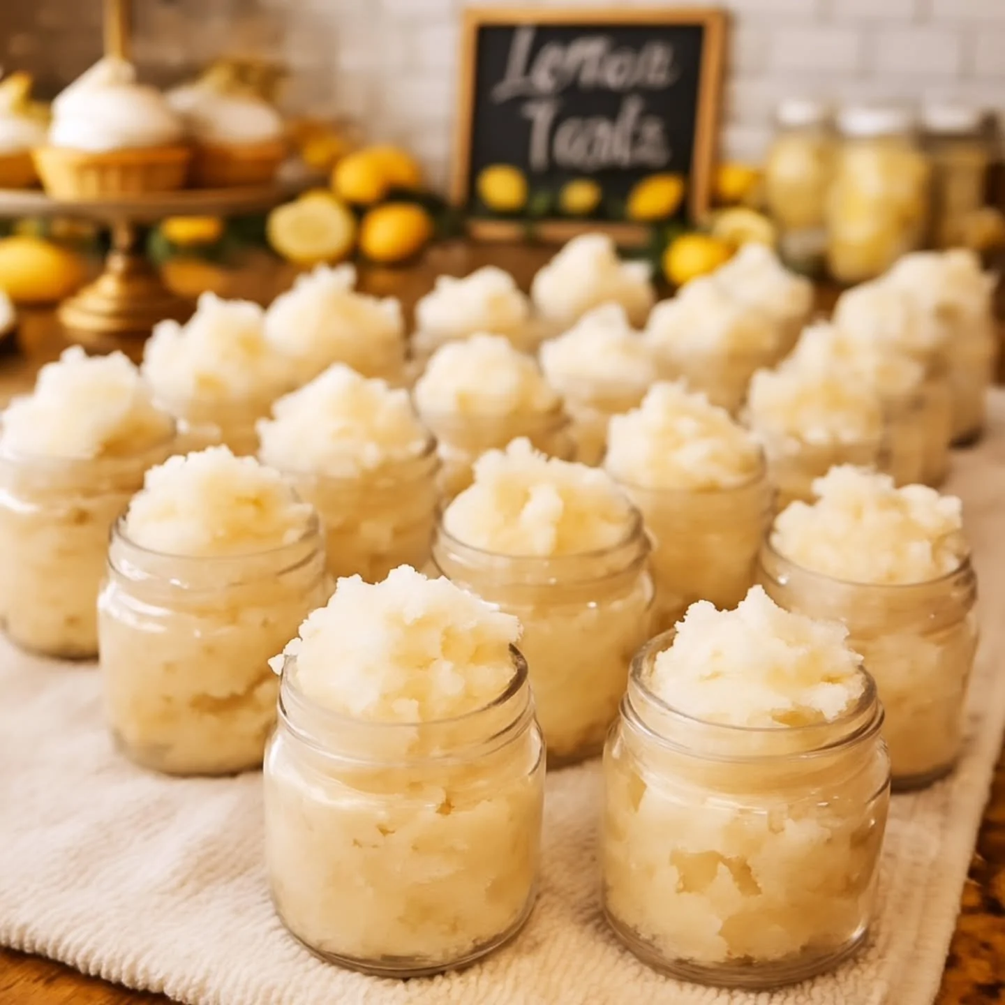 ✨ Whipping up a fresh batch of Lemon Drop Lip Scrubs! 🍋
.
These little jars are so natural, they&rsquo;re actually edible 😋 Made with real lemon powder, lemon extract, shea butter, and honey, this scrub is the perfect sweet treat for your lips!
.
N