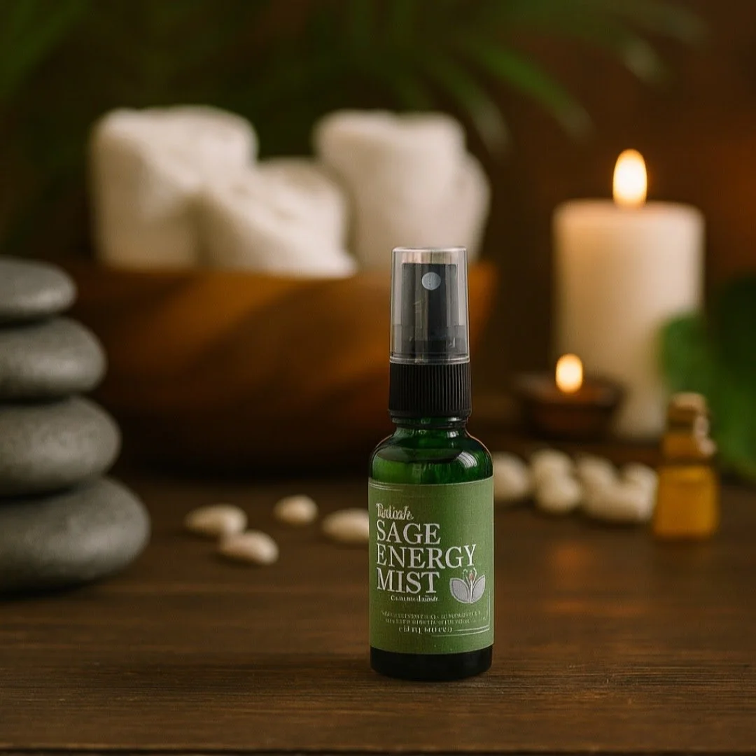 Sage energy mist is a cleansing essential oil spray by palish to clarify and clense the mind and body.jpg