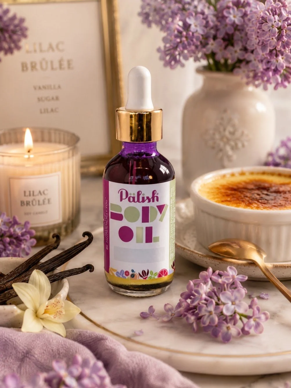Lilac brulee natural body oil made by palish in ohio with clean ingredients soothes and hydrates skin with plant based oils.jpg