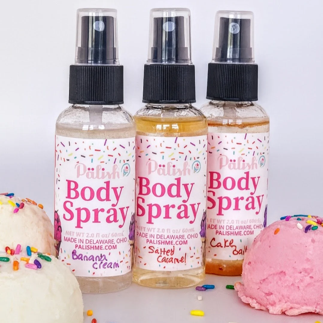 Body mist in our favorite ice cream flavors in a cute little set is ideal for any gift natural and clean ingredients by palish natural skincae in columbus ohio.jpg