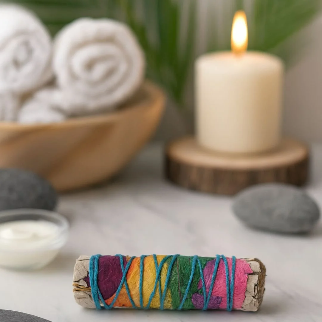 sage smudge stick rainbow in a spa for relaxation and calm in your home or office by palish.jpg