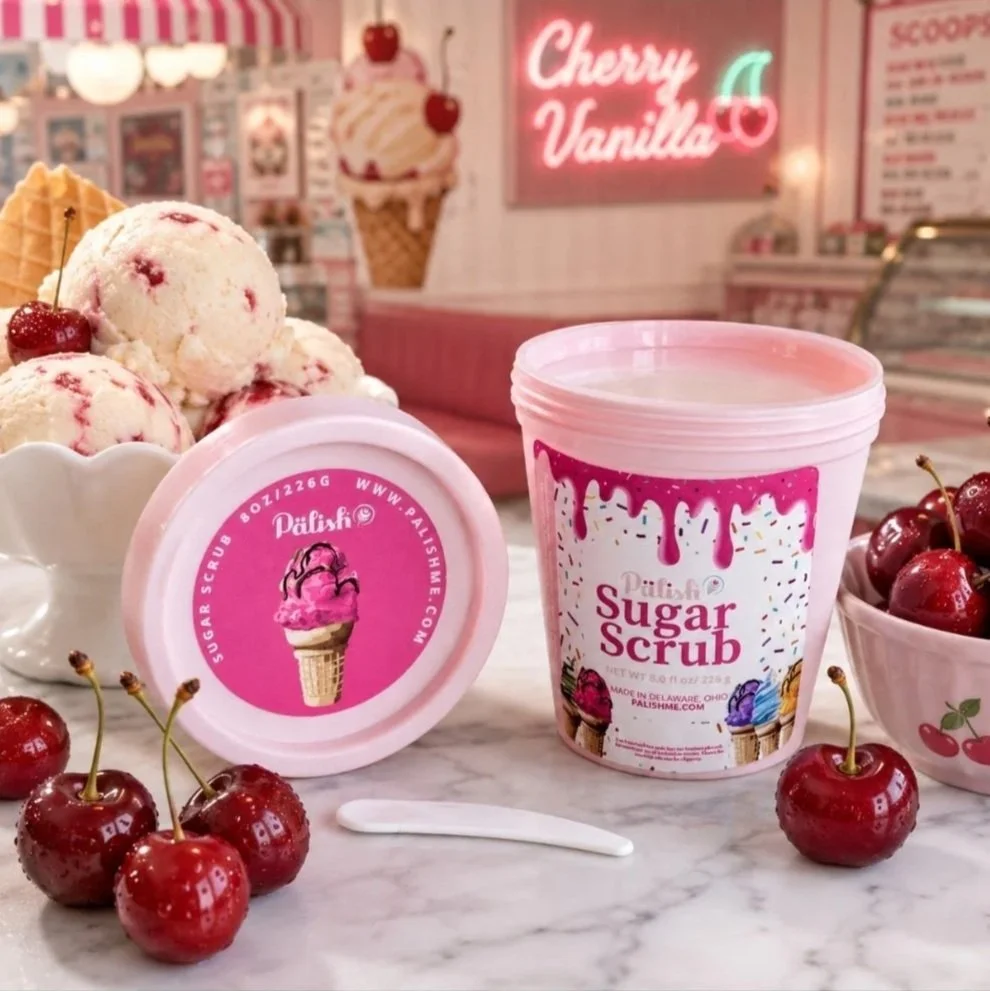 Cherry+Vanilla+body+scrub+sitting+on+the+counter+of+a+cute+ice+cream+shop+in+portland+maine+and+made+by+palish+in+columbus+ohio.jpg