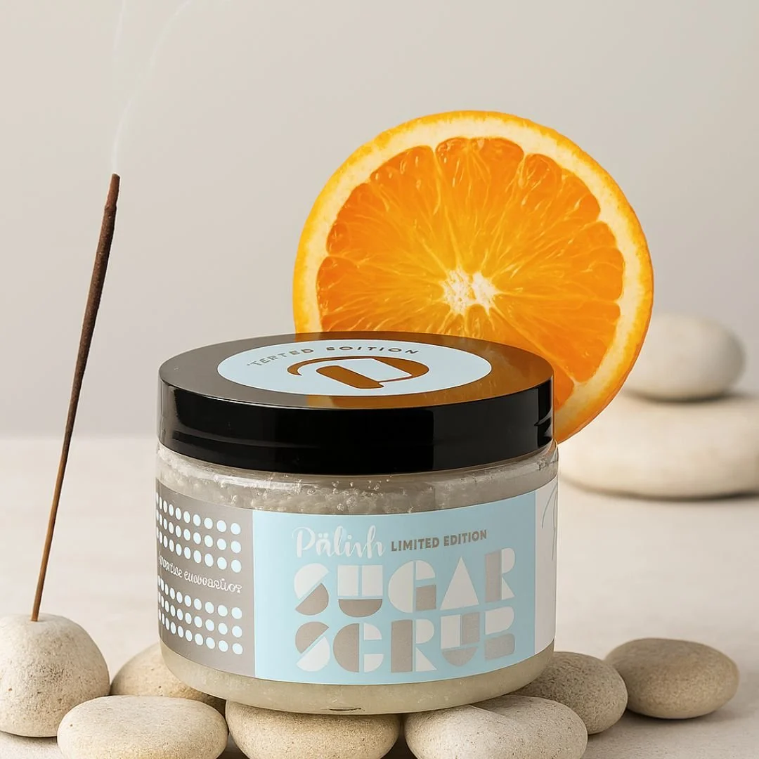 blood orange sugar scrub made in ohio with clean ingredients for rest and relaxation by palish.jpg