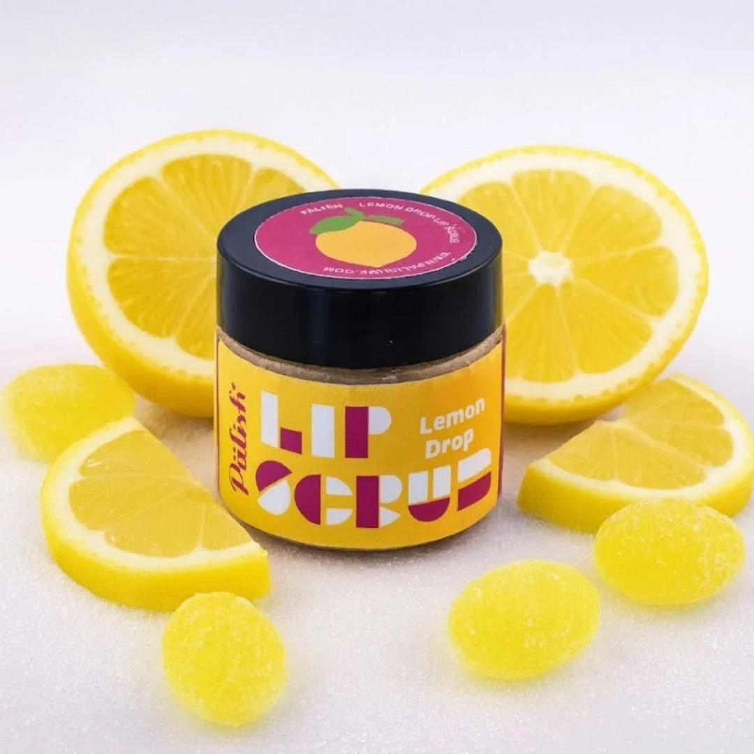 Lemon drop lip scrub is a sweet and sour hydrating delight for your lips made in columbus ohio by palish natural skincare.jpg