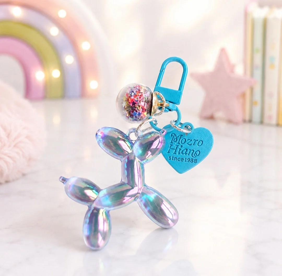 Cute balloon dog keychain for backpack or purse comes with the lip gloss and perfume scent.jpg