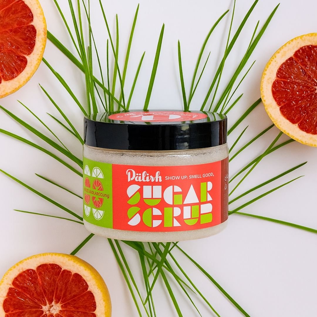 Grapefruit sugar scrub by palish natural skincare in columbus ohio is a fresh way to keep and hydrated and exfoliated with clean ingredients.jpg