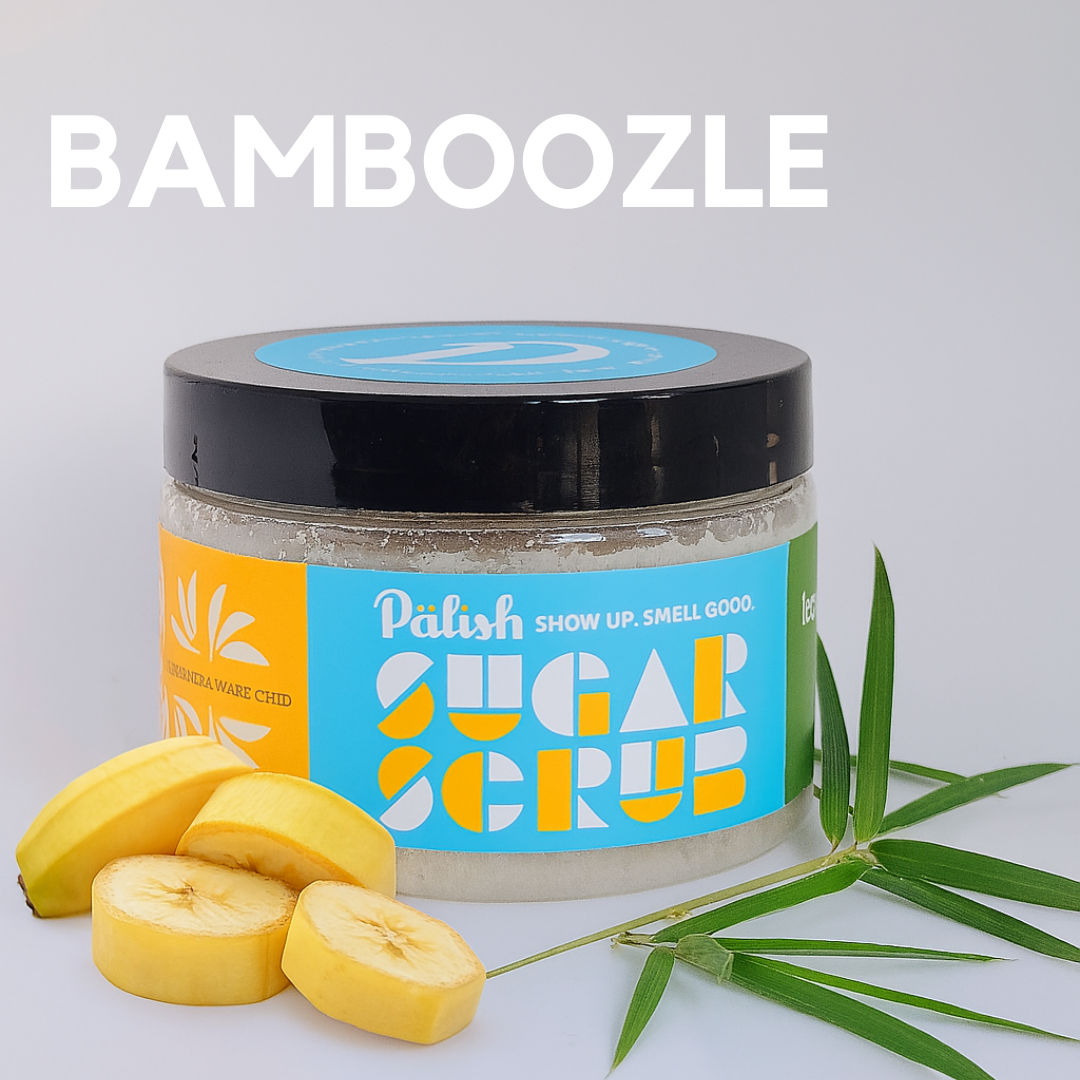 Pälish Bamboozle Sugar Scrub – Sweet Banana & Fresh Bamboo, 12 oz | Exfoliate, Hydrate & Scent Your Skin