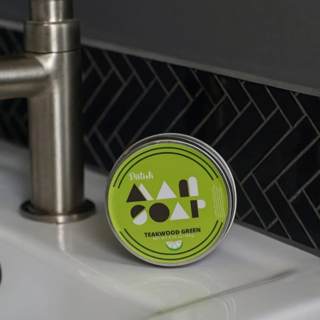 Man soap in a travel tin in teakwood and lime scent made with all natural clean ingredients in ohio.jpg