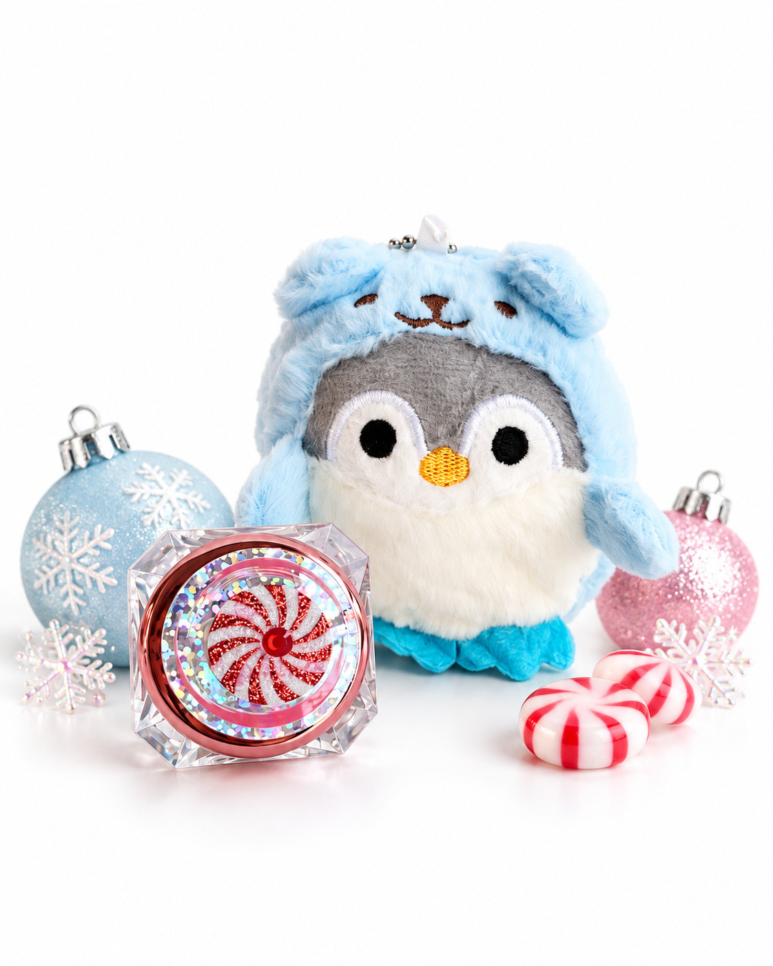 Penguin Plush Friend + Peppermint Natural Lip Gloss Gift Set