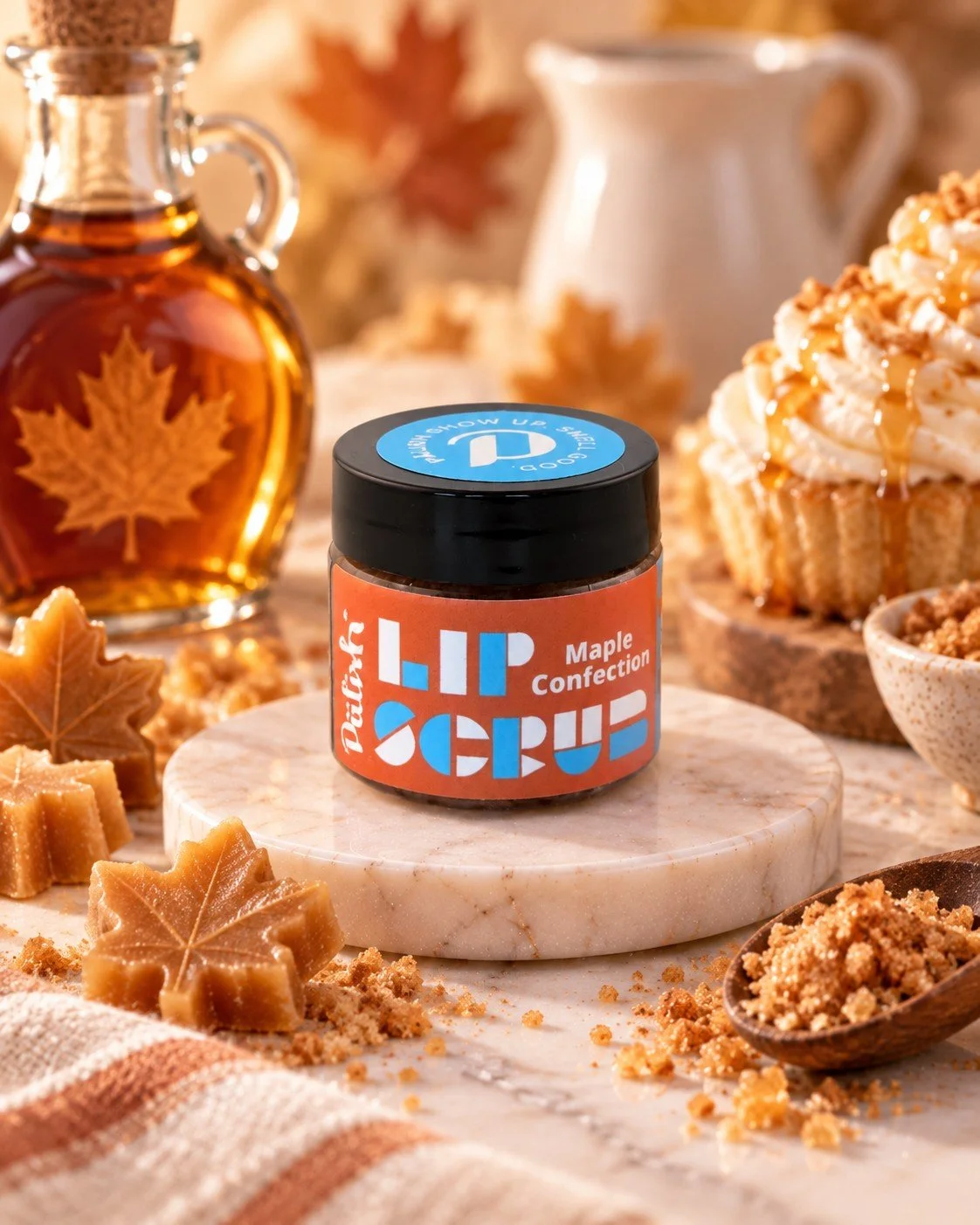 maple confection lip scrub made with real maple syrup by palish in ohio and shea butter and vitamin e all clean ingredients.jpg
