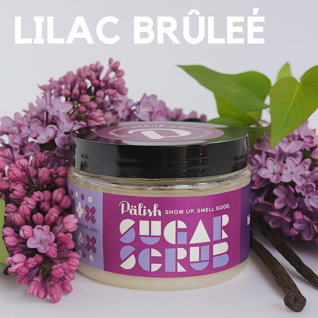 Pälish Lilac Brûlée Sugar Scrub – Lilac & Vanilla, 12 oz | Floral, Sweet, and Cozy Exfoliation