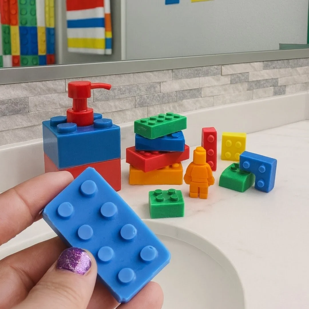 Clean soap in lego inspired shapes for kids for clean hands made in ohio in small batches.jpg (Copy)