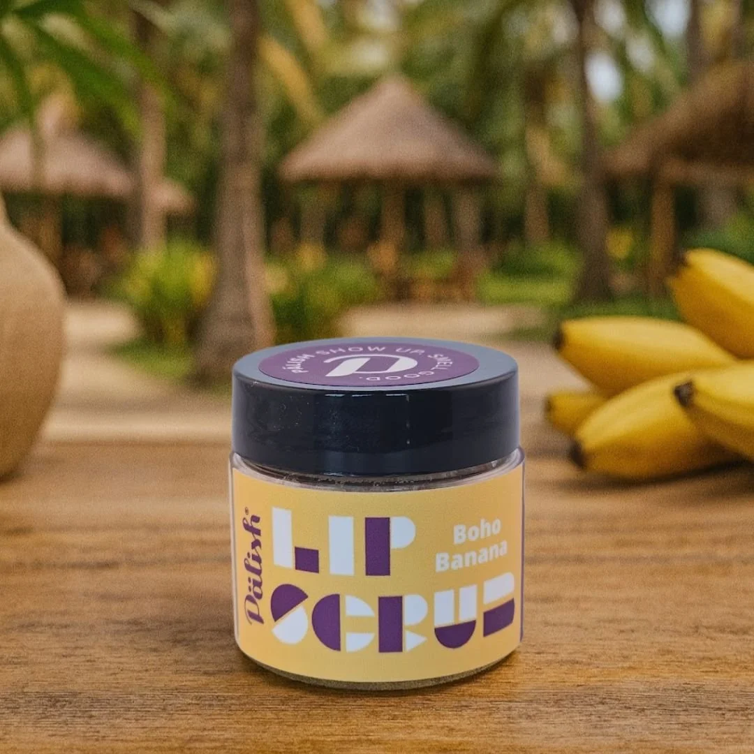 Banana lip scrub in a tropical paradise made by palish and made with real and natural ingredients including shea butter made in columbus ohio .jpg