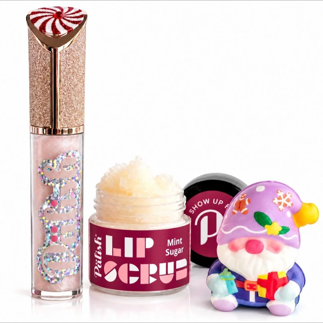 Pälish Peppermint Gnome Lip Gift Set – Natural Lip Scrub, Lip Gloss & Squishy Toy