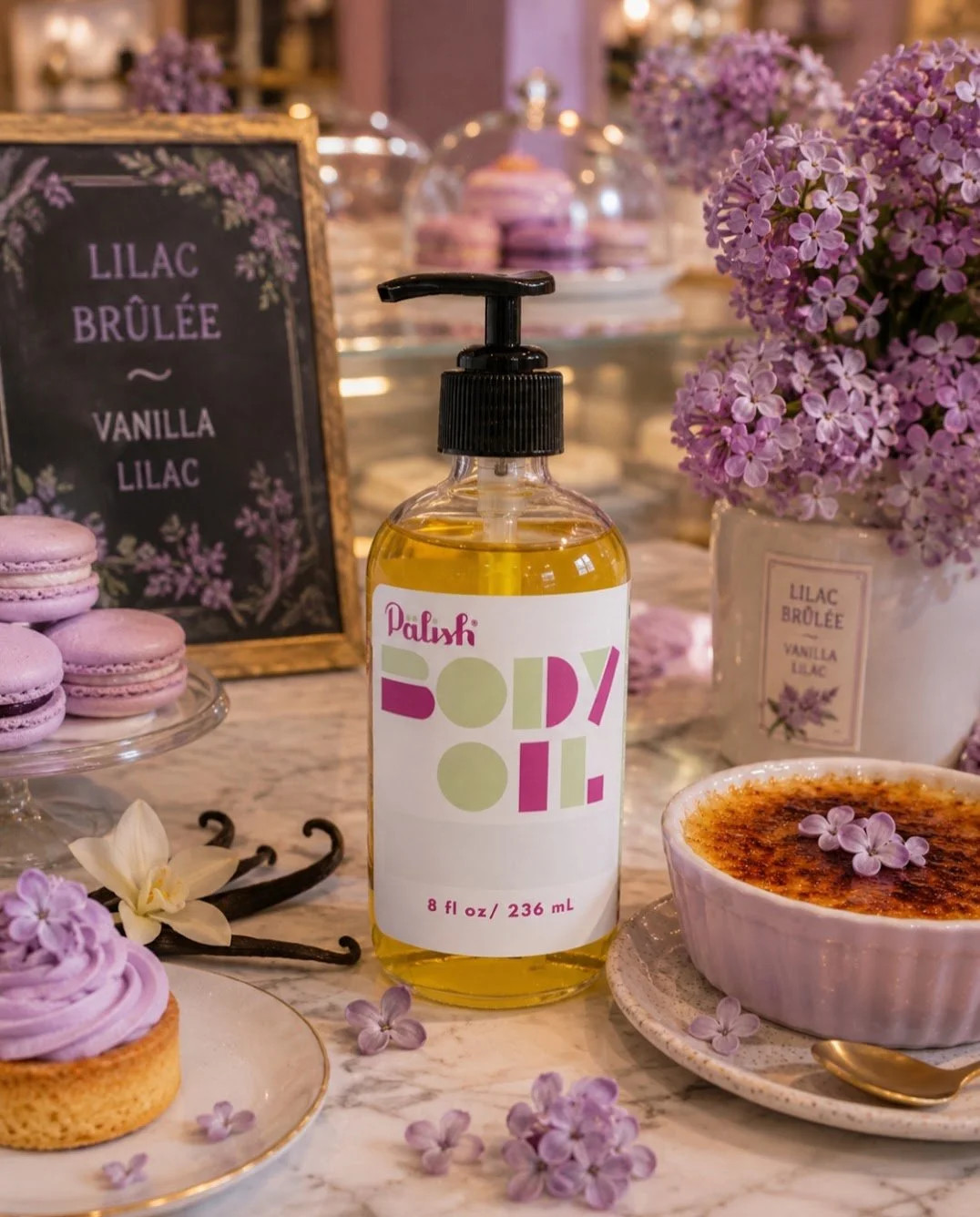Lilac brulee natural body oil is a hydration experience made with lilac and vanilla by palish in ohio.jpg