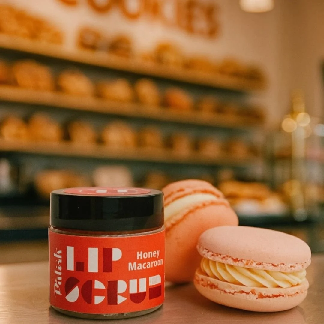 Honey macaron lip scrub is an all natural scrub and lotion for lips made by palish in columbus ohio long lasting.jpg