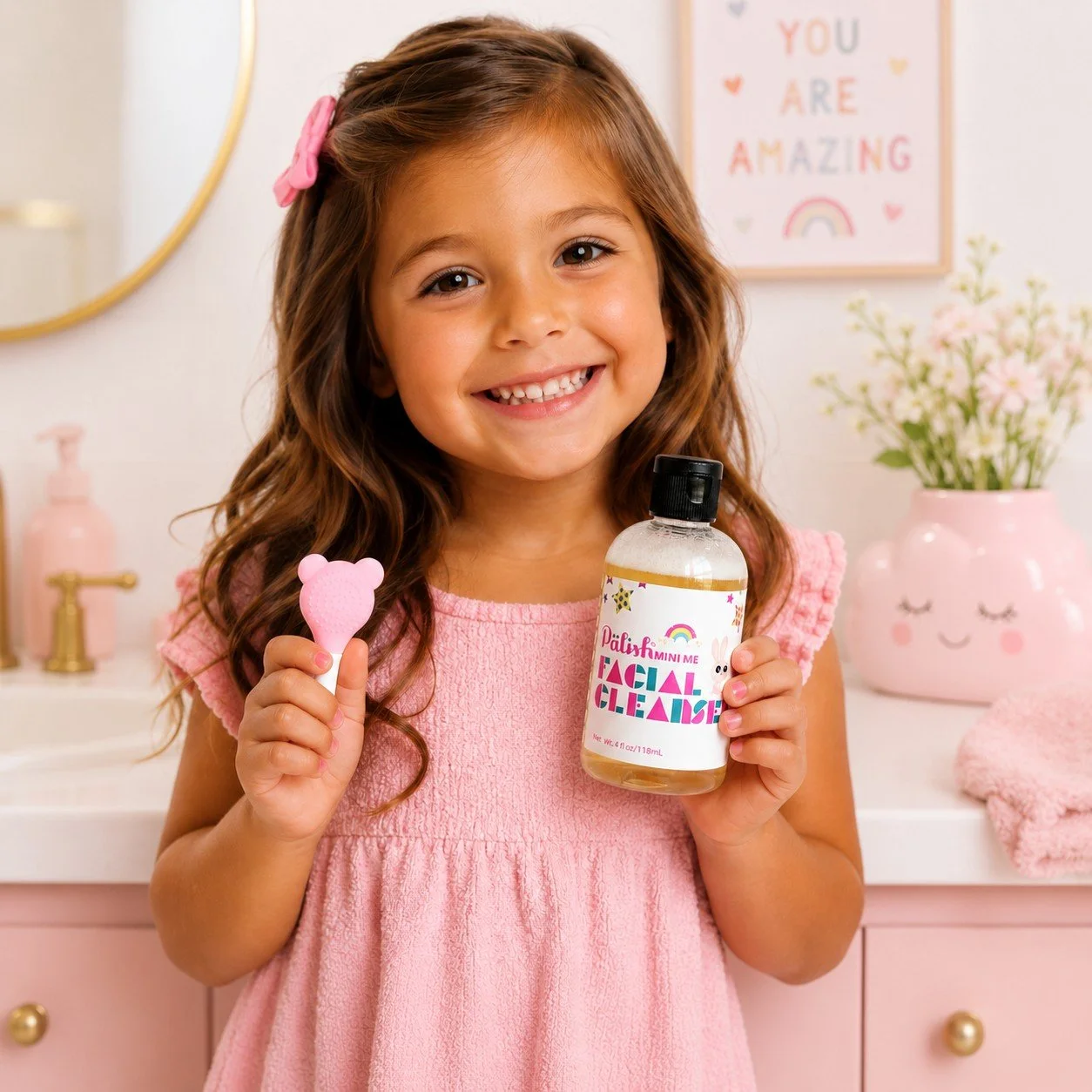 young girl holding the natural face cleanser made with clean ingredients by palish in columbus ohio .jpg