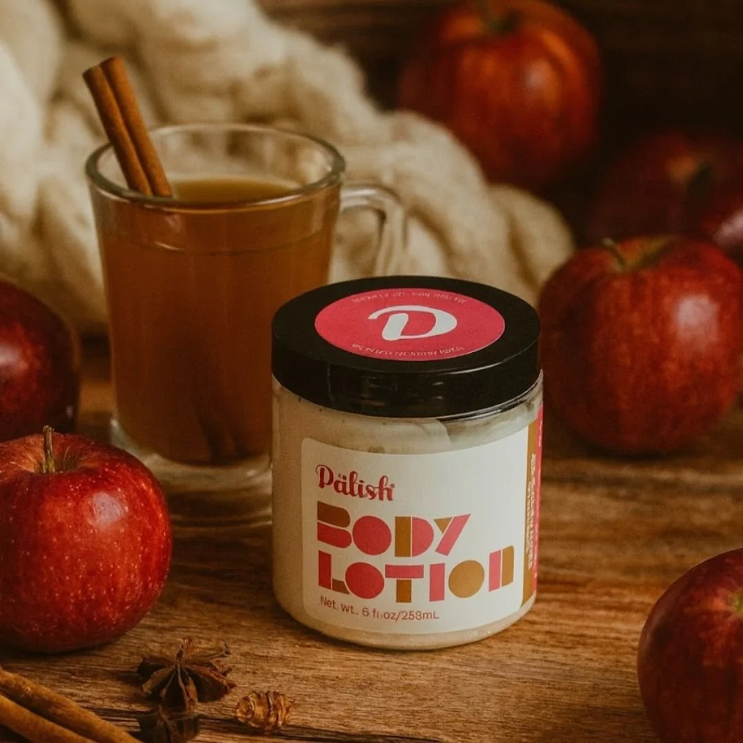 Cider body lotion is a cozy body lotion that is fresh and sweet with a hint of spice made in columbus ohio by palish natural skincare.jpg
