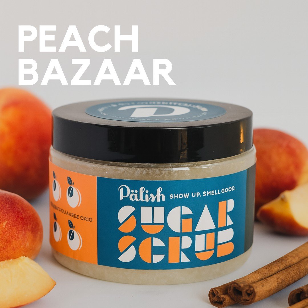 Peach and cinnamon are the scents in palish natural skincare sugar scrub peach bazaar made in columbus ohio .jpg