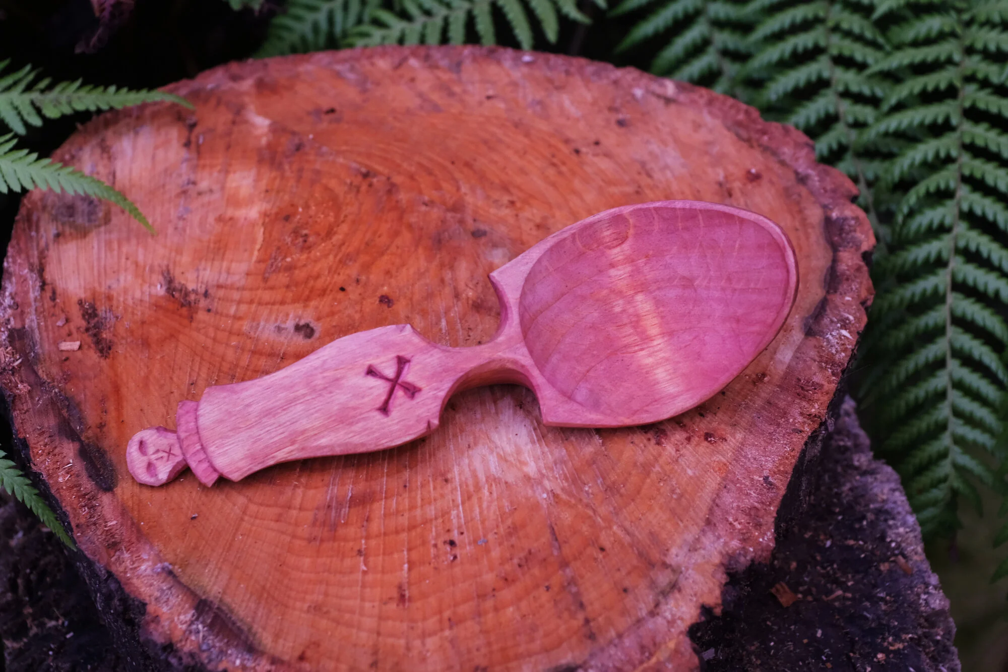 Alder Skull Spoon Stained with Black Currants!