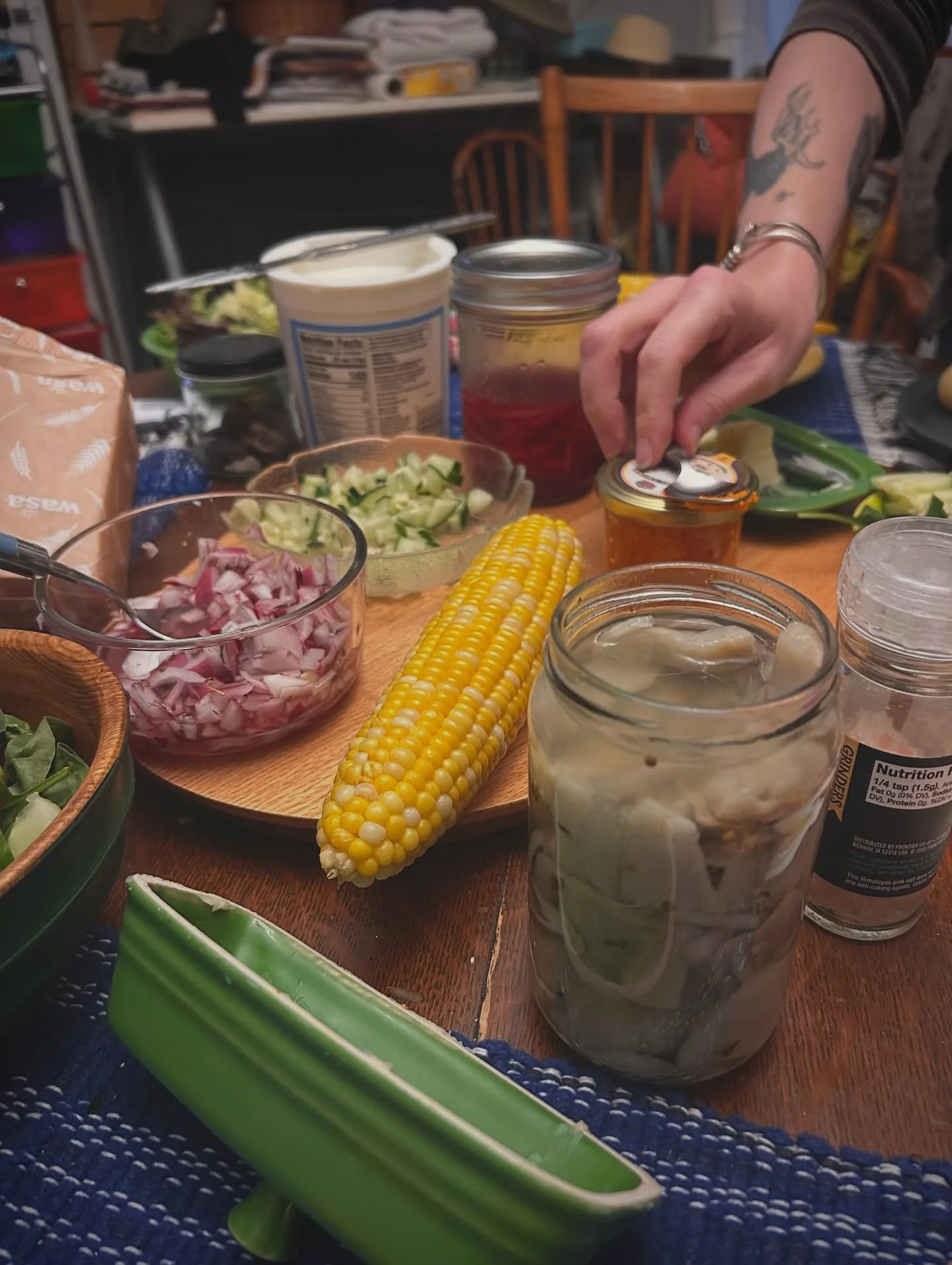 Recreating a really beautiful Swedish meal that a bunch of friends prepared in the teacher bungalow at S&auml;tergl&auml;ntan the folk school I taught classes at a couple weeks ago. It was  nice candlelit dinner on the last evening. The last supper ?