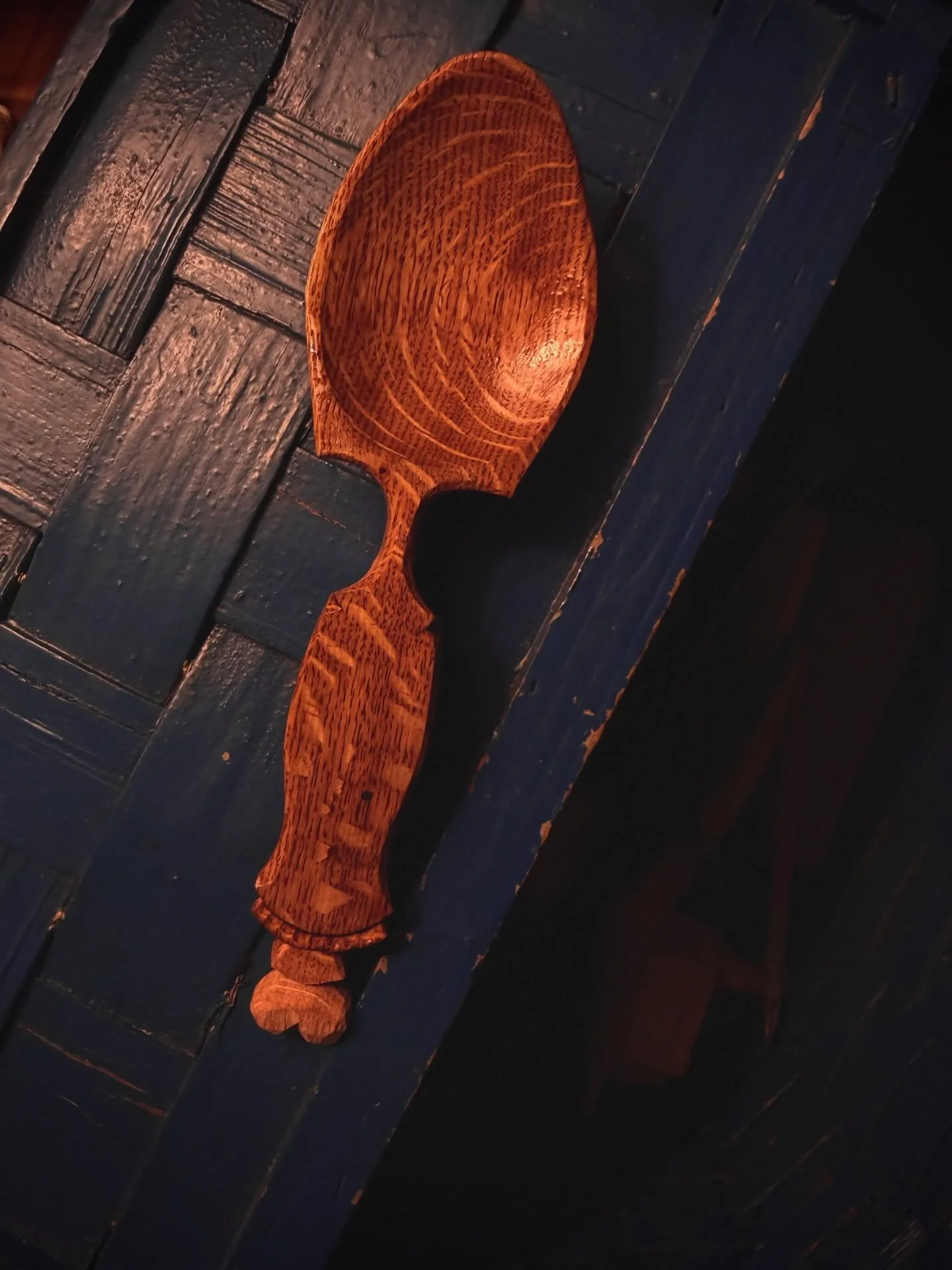 I love a good ole oak spoon. Giant medullary flecks checkered throughout and a hole drilled and hand signed by a worm.

Finished with oil and dark resin to add contrast notes and highlight the wild grain.

Tough to carve, but worth the oomph.
 
 
 
#